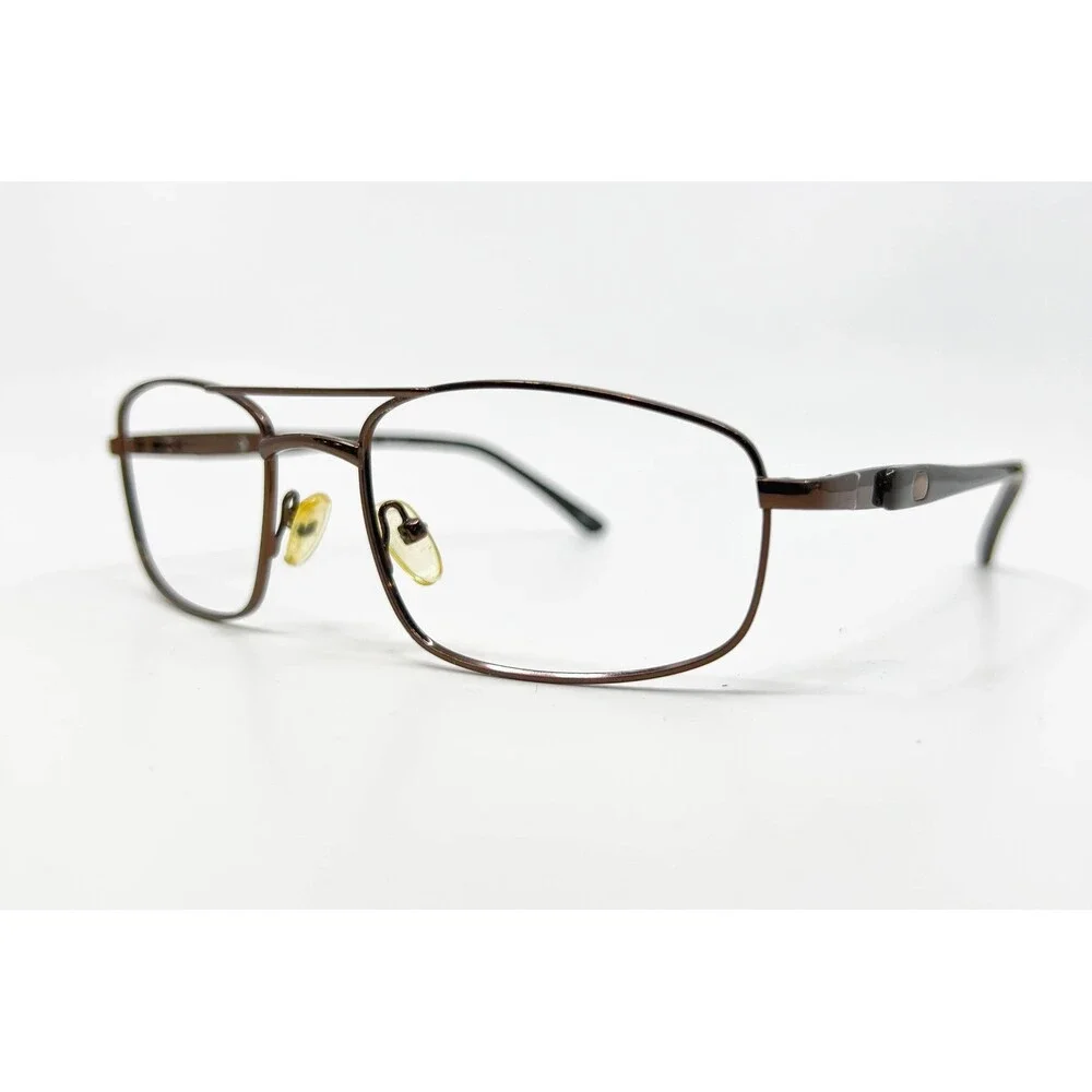 Aztec Eyeglasses Mens Brown AZ 524 Double Bridge Rectangle 56-19-135